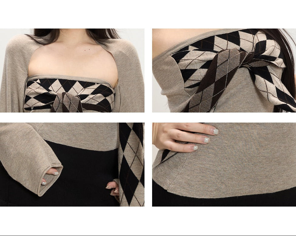 Luna Argyle Layered Knit Set