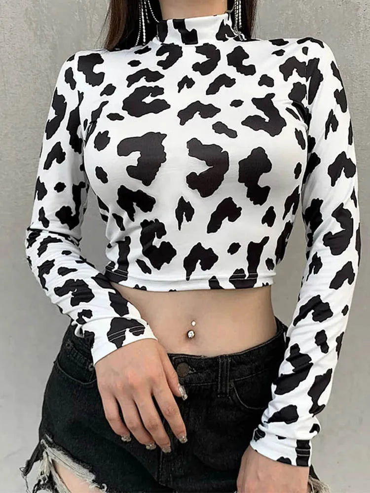 Aria Cow Print Crop Top - Montfash