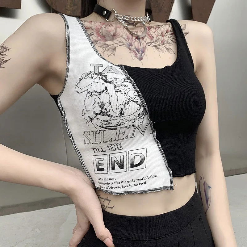 Ava Patchwork Graphic Crop Top - Montfash