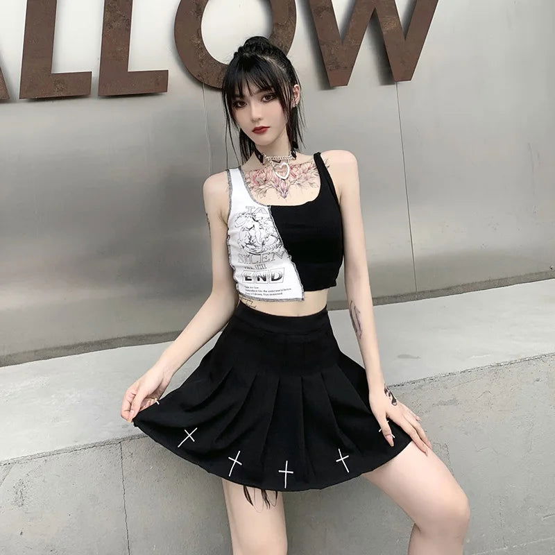 Ava Patchwork Graphic Crop Top - Montfash