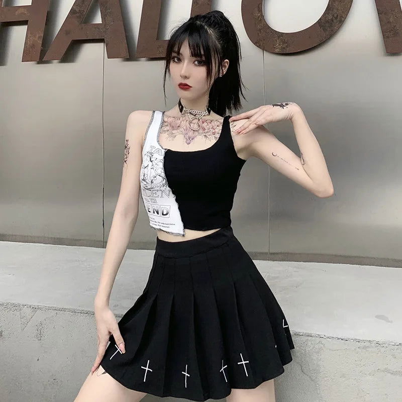 Ava Patchwork Graphic Crop Top - Montfash