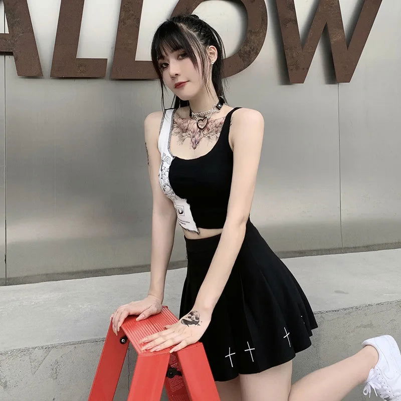 Ava Patchwork Graphic Crop Top - Montfash
