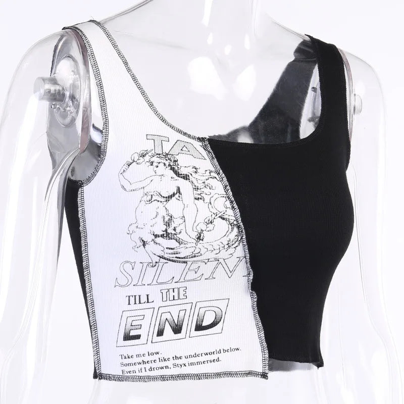 Ava Patchwork Graphic Crop Top - Montfash