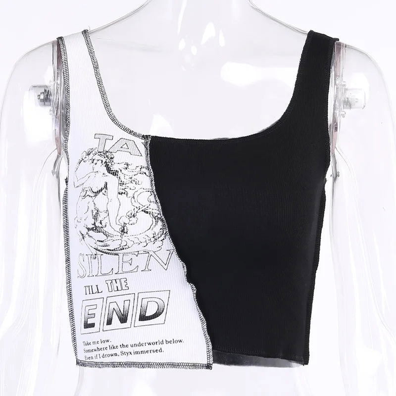 Ava Patchwork Graphic Crop Top - Montfash