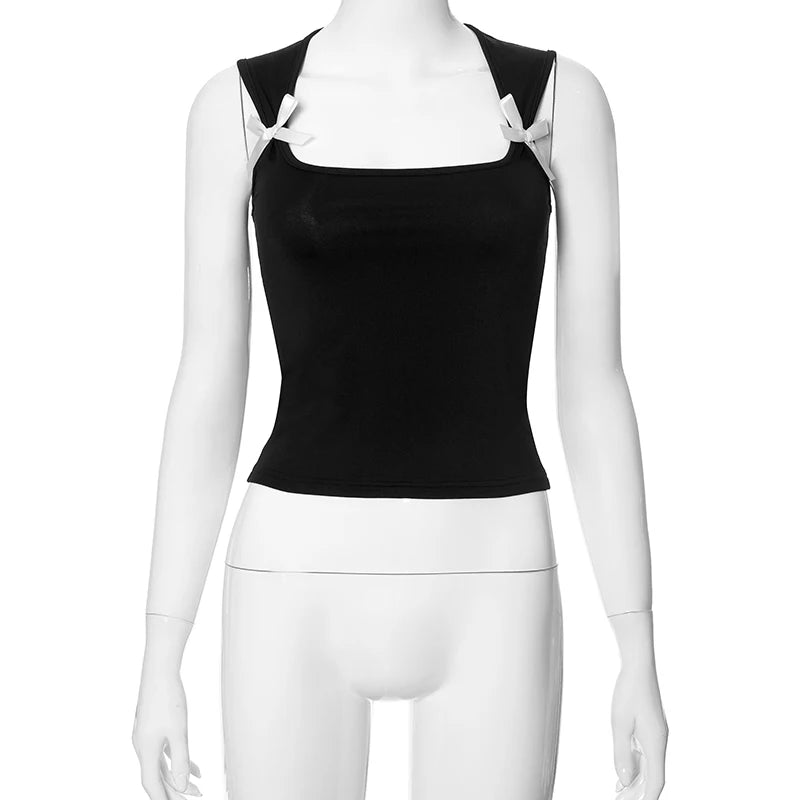 Chloe Bow Tie-Up Tank Top - Montfash