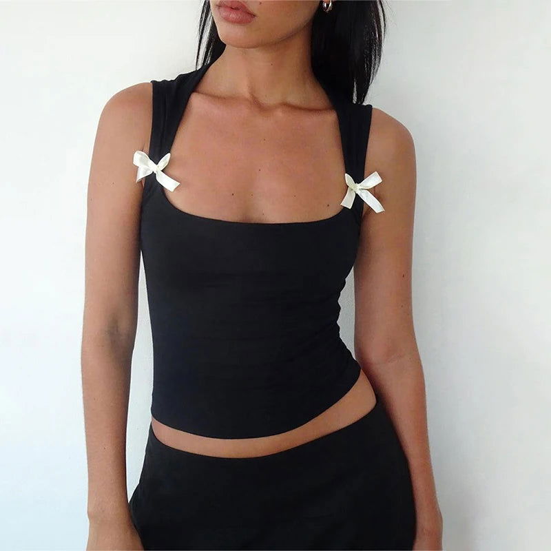 Chloe Bow Tie-Up Tank Top - Montfash