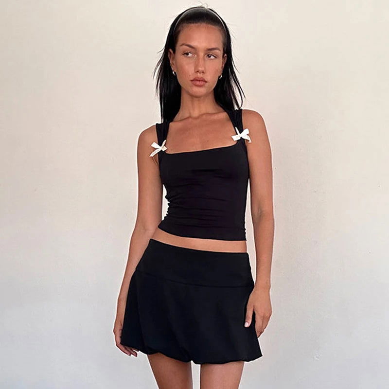 Chloe Bow Tie-Up Tank Top - Montfash