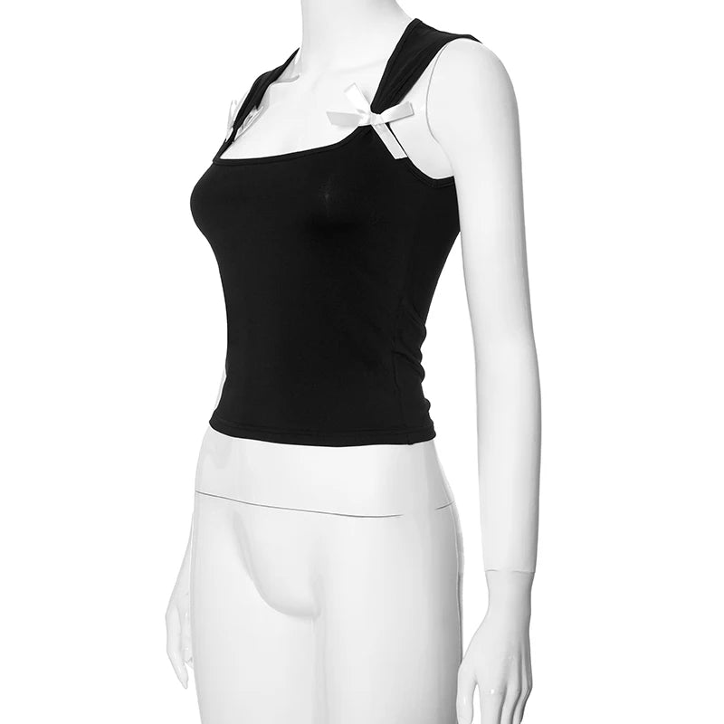 Chloe Bow Tie-Up Tank Top - Montfash