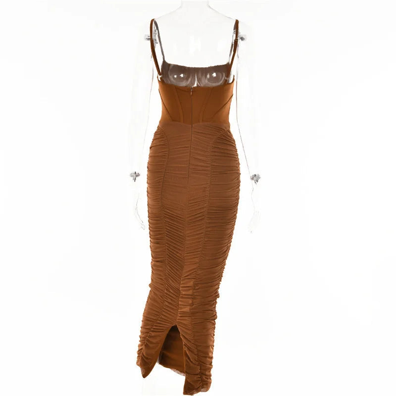 Grace Ruched Maxi Dress - Montfash