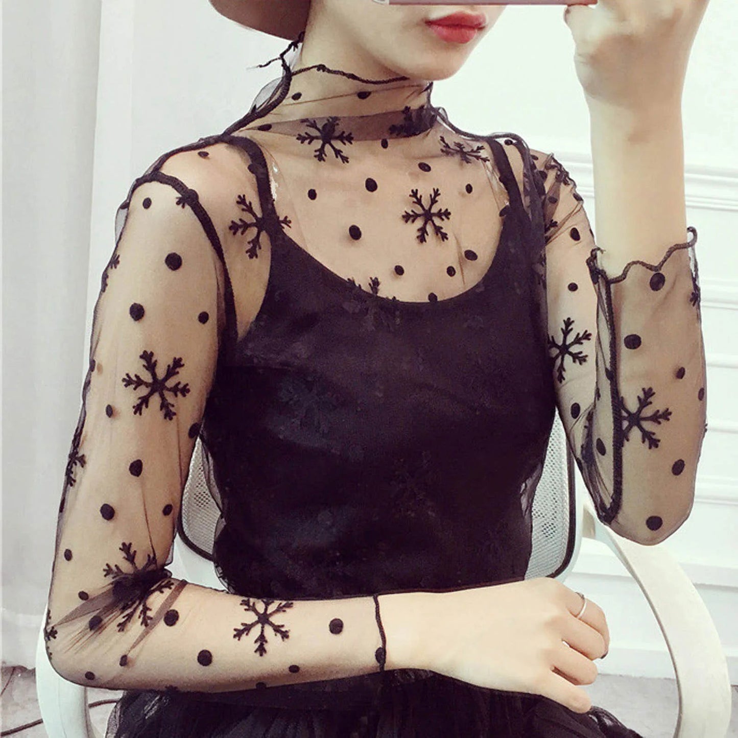 Lily Daisy Print Sheer Top - Montfash