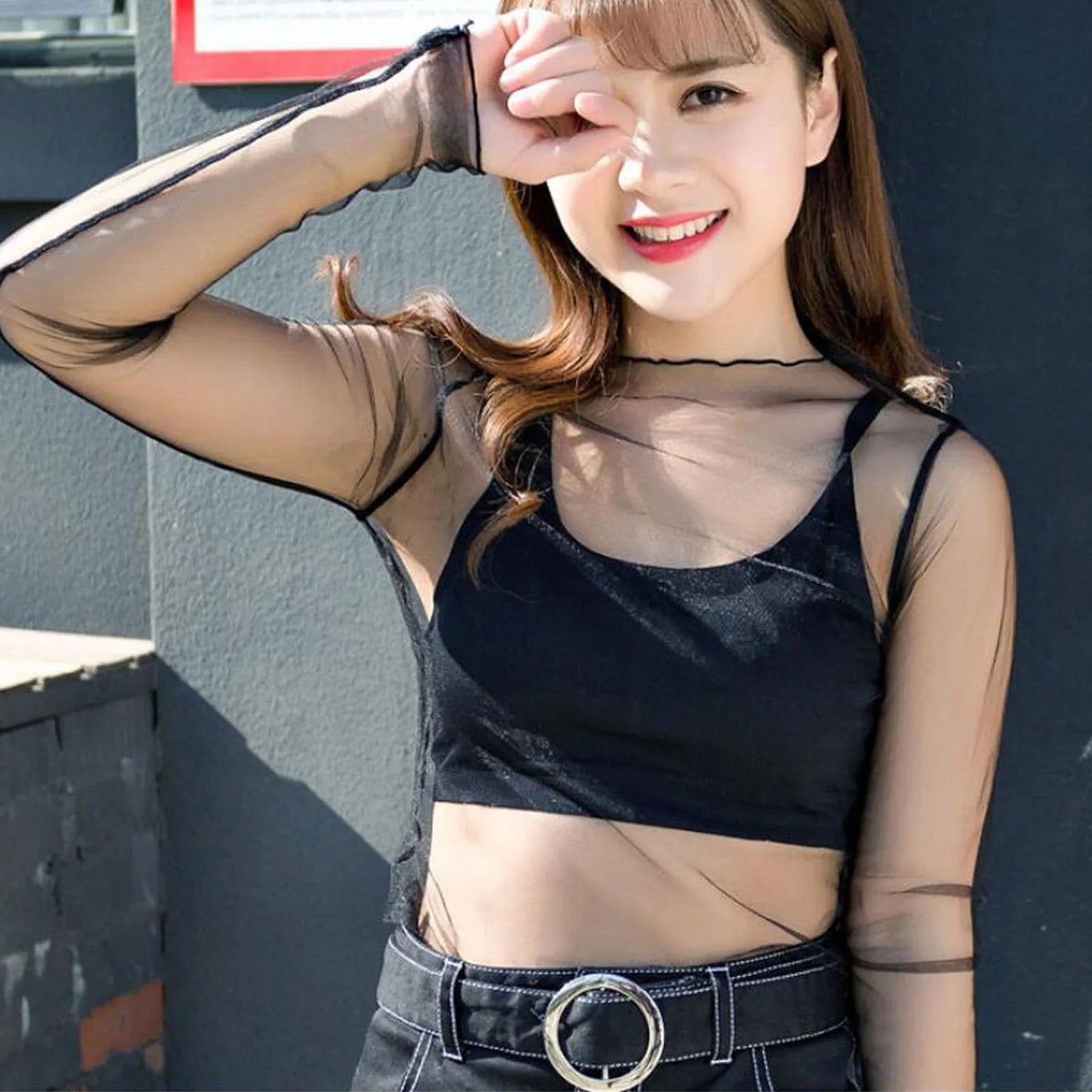 Lily Daisy Print Sheer Top - Montfash
