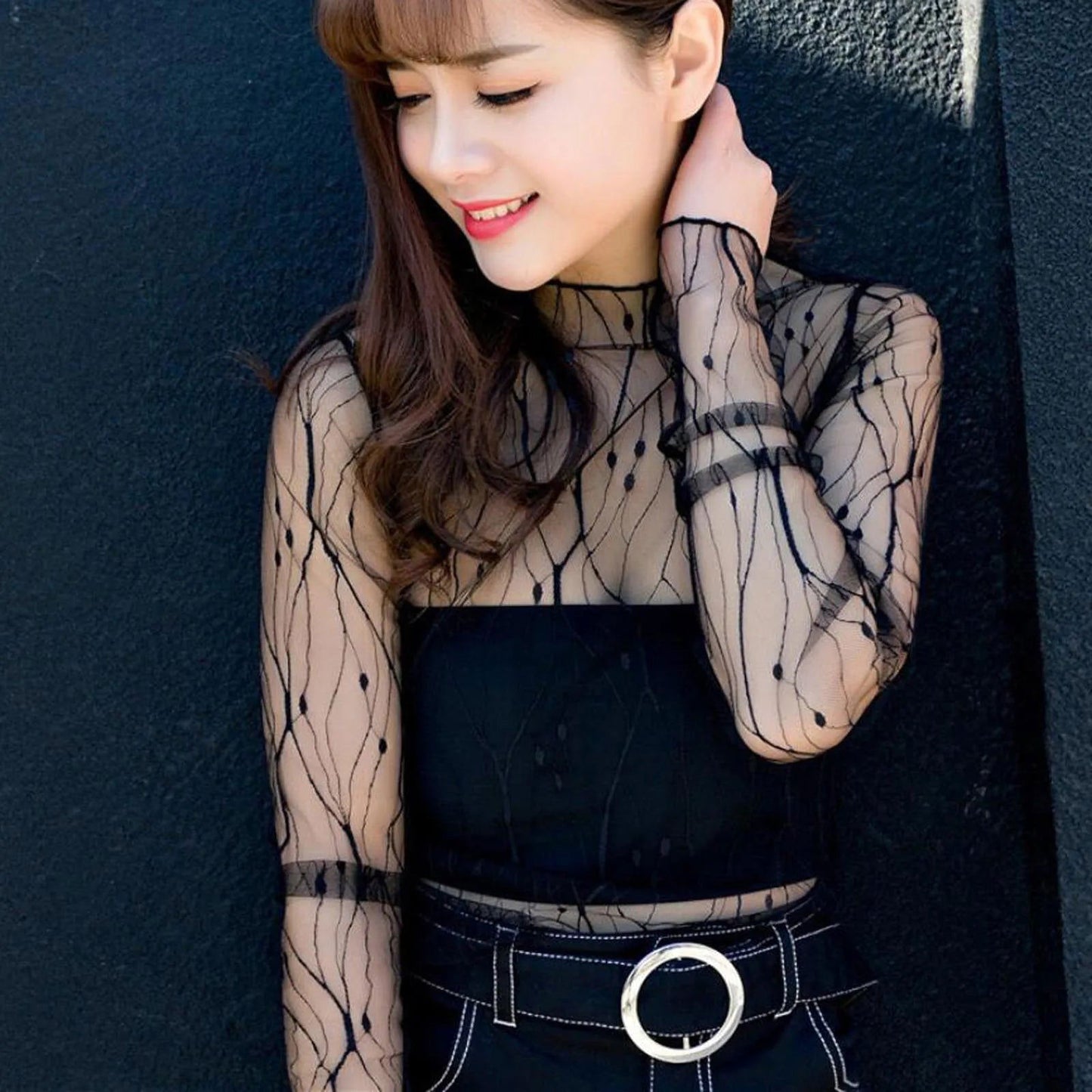 Lily Daisy Print Sheer Top - Montfash