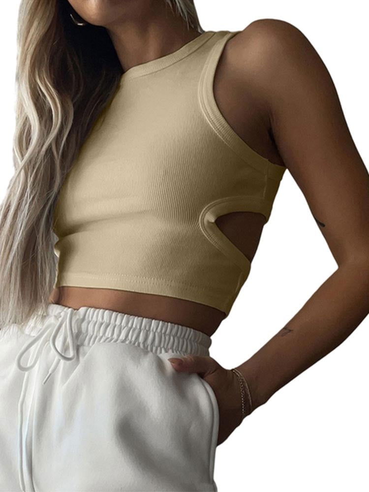 Maggie Side Hole Knitted Tank Top - Montfash