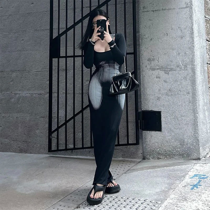 Noir Illusion Maxi Dress - Montfash