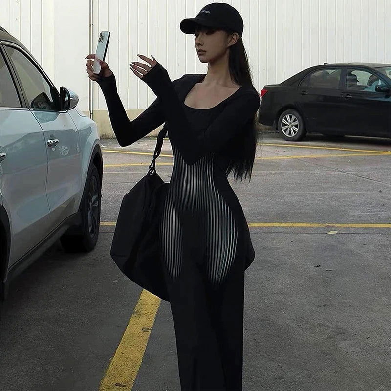 Noir Illusion Maxi Dress - Montfash