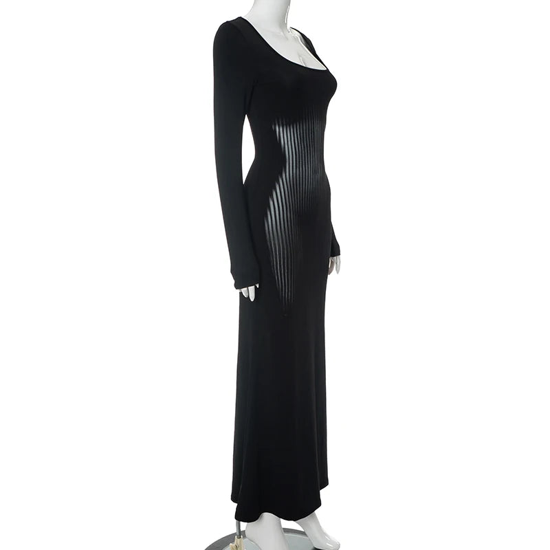 Noir Illusion Maxi Dress - Montfash