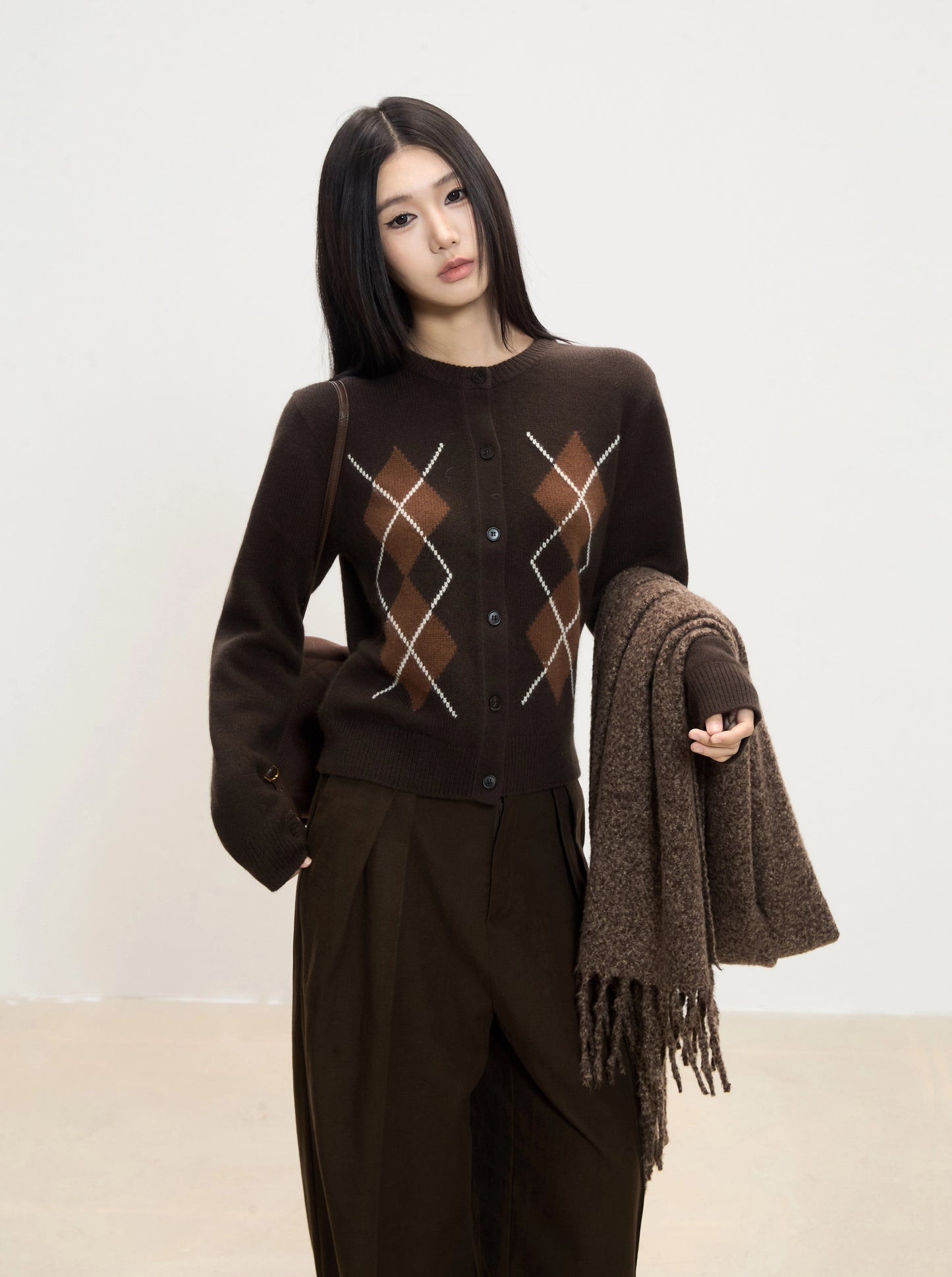 Argyle Knit Cardigan