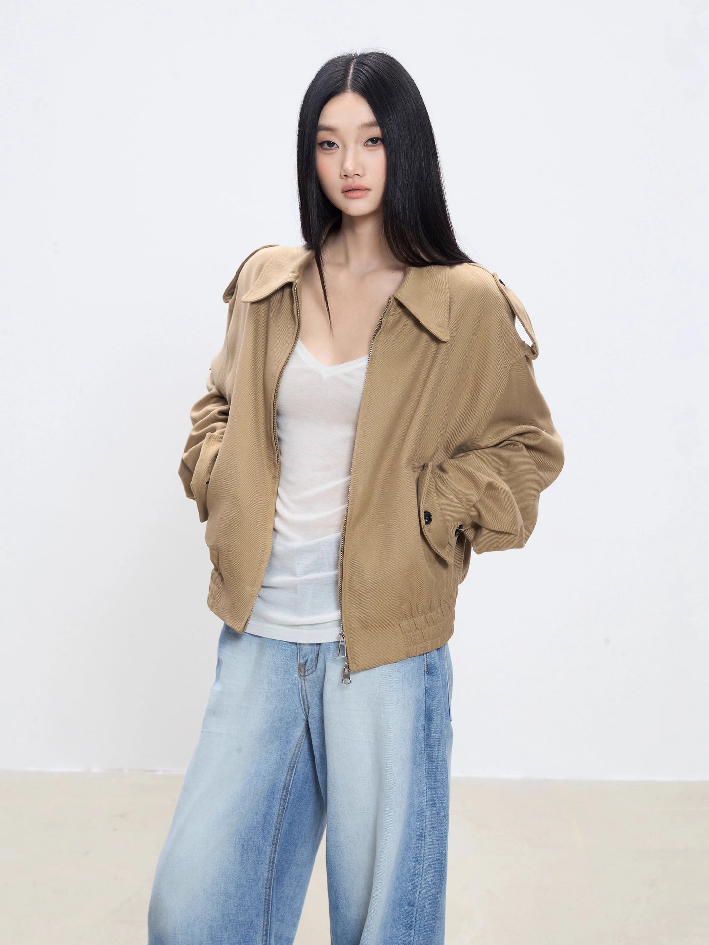 Alessia Relaxed Collar Zip-Up Jacket