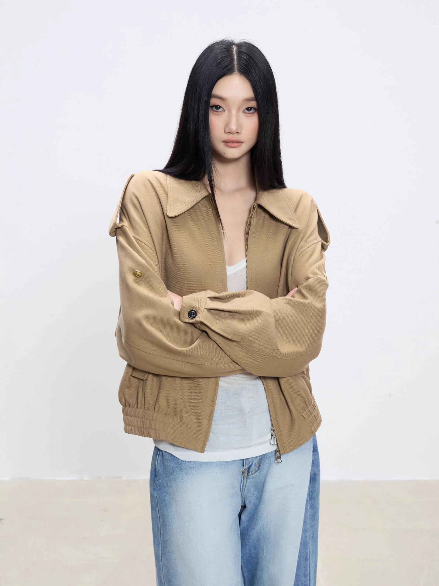 Alessia Relaxed Collar Zip-Up Jacket