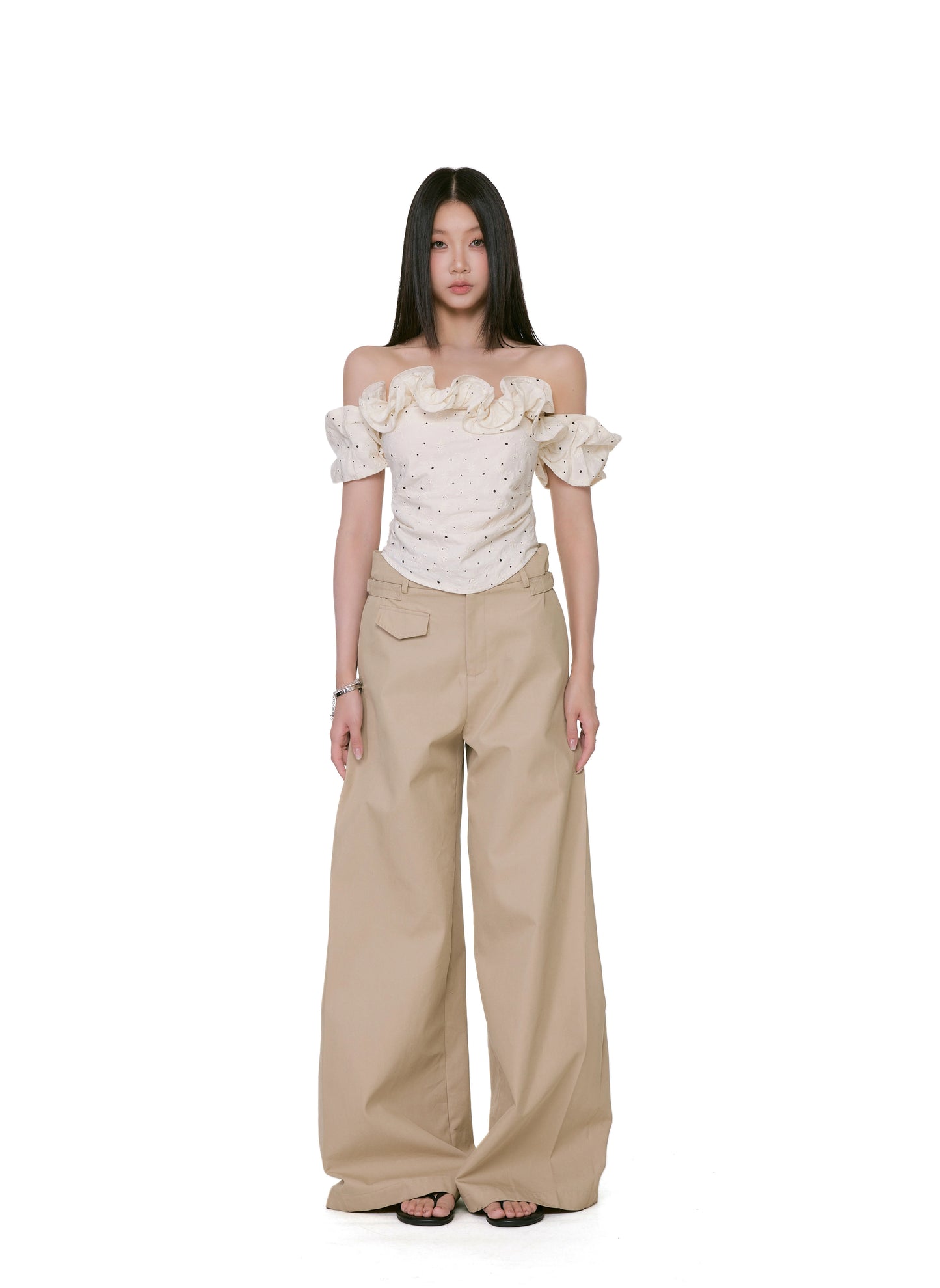 Sofia Ruffle Dot Off-Shoulder Top