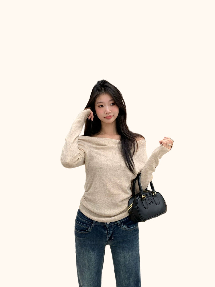 Soleil Draped Off Shoulder Sweat