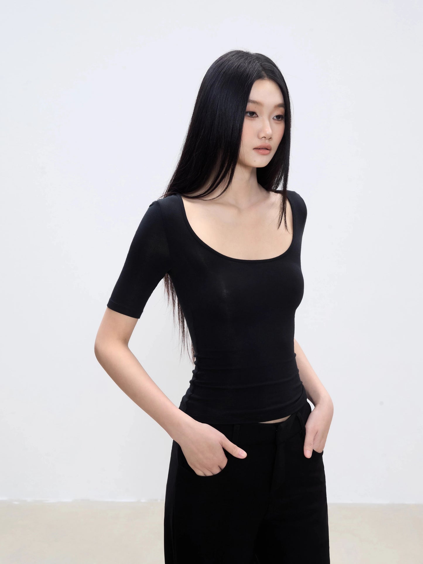 Arden Scoop-Neck Fitted Tee