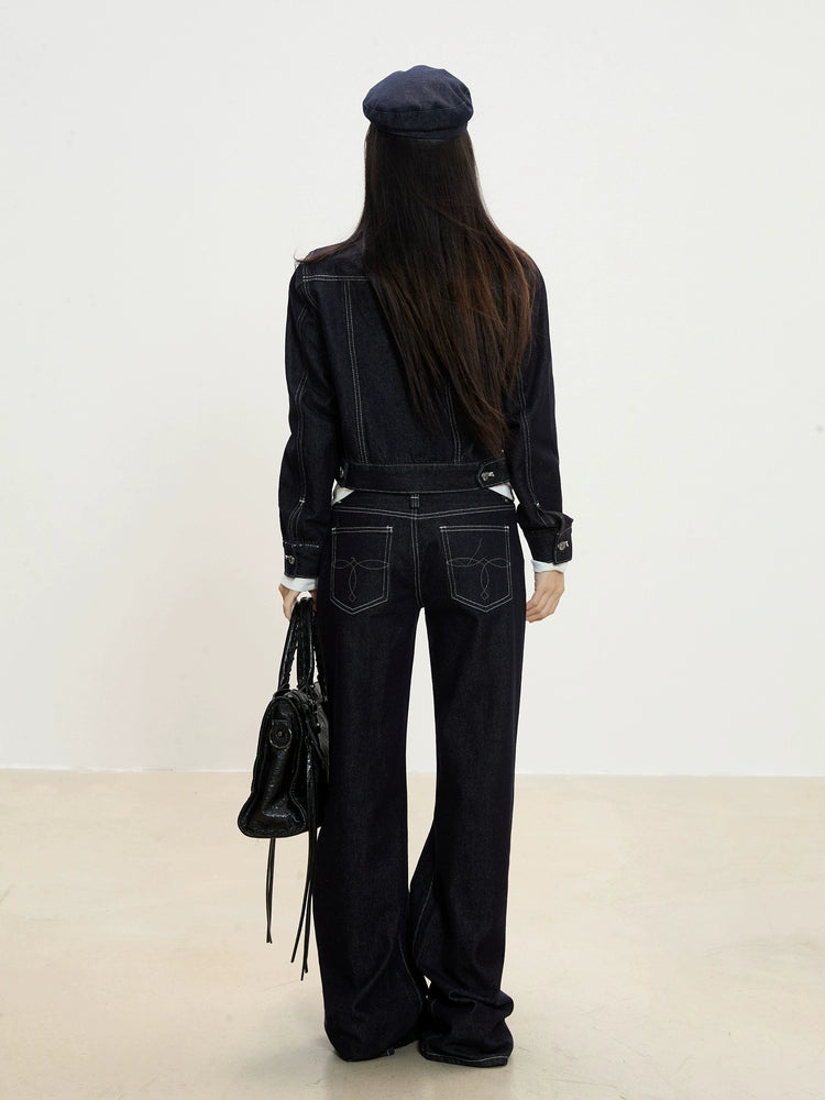 Elara Dark Indigo Wide-Leg Jeans