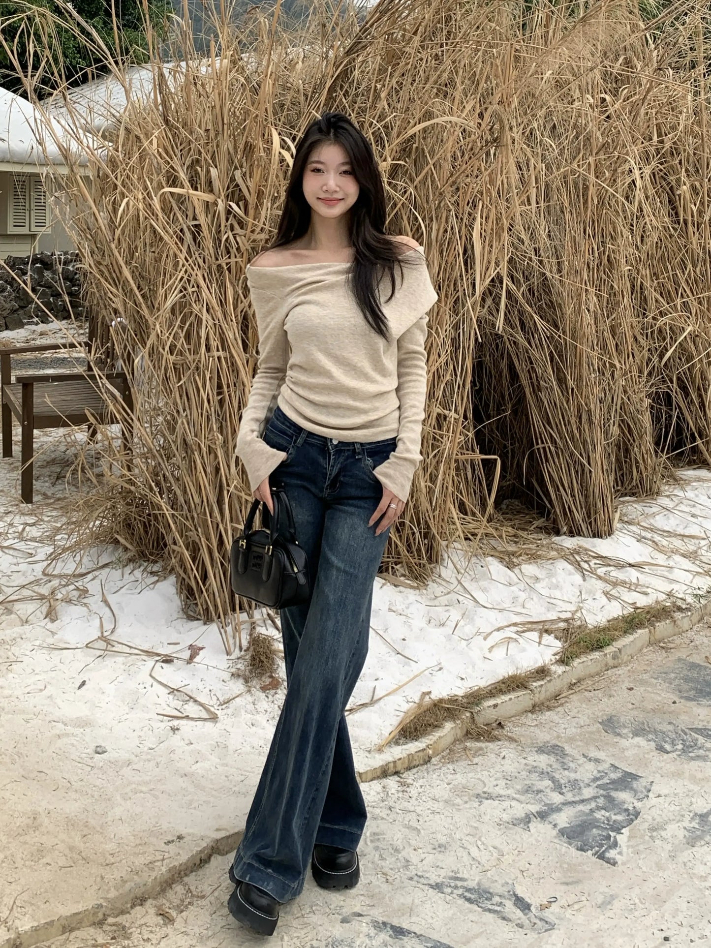Soleil Draped Off Shoulder Sweat