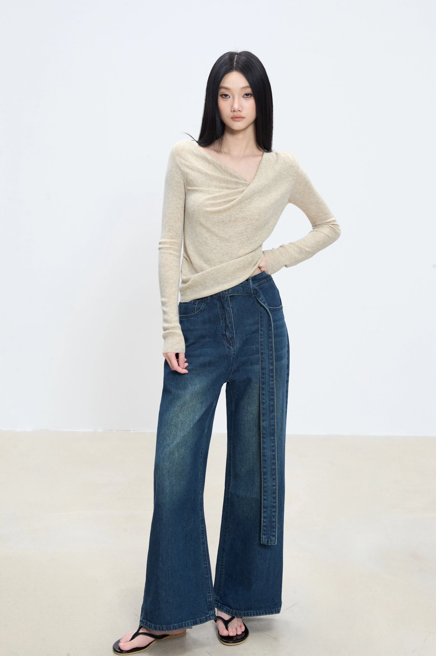 Noelle Deep Indigo Wide-Leg Jeans