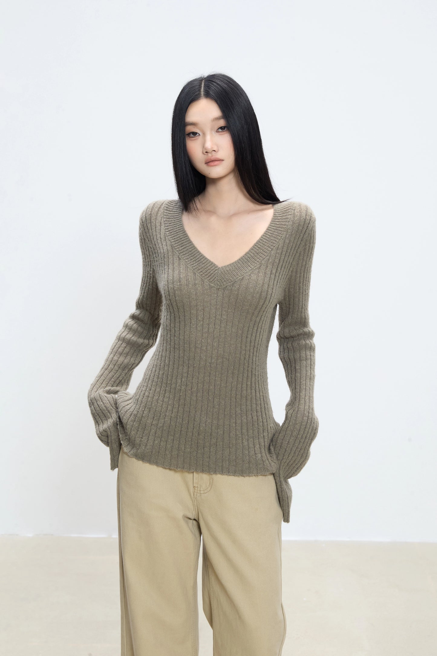 Aira Ribbed V-Neck Sweater