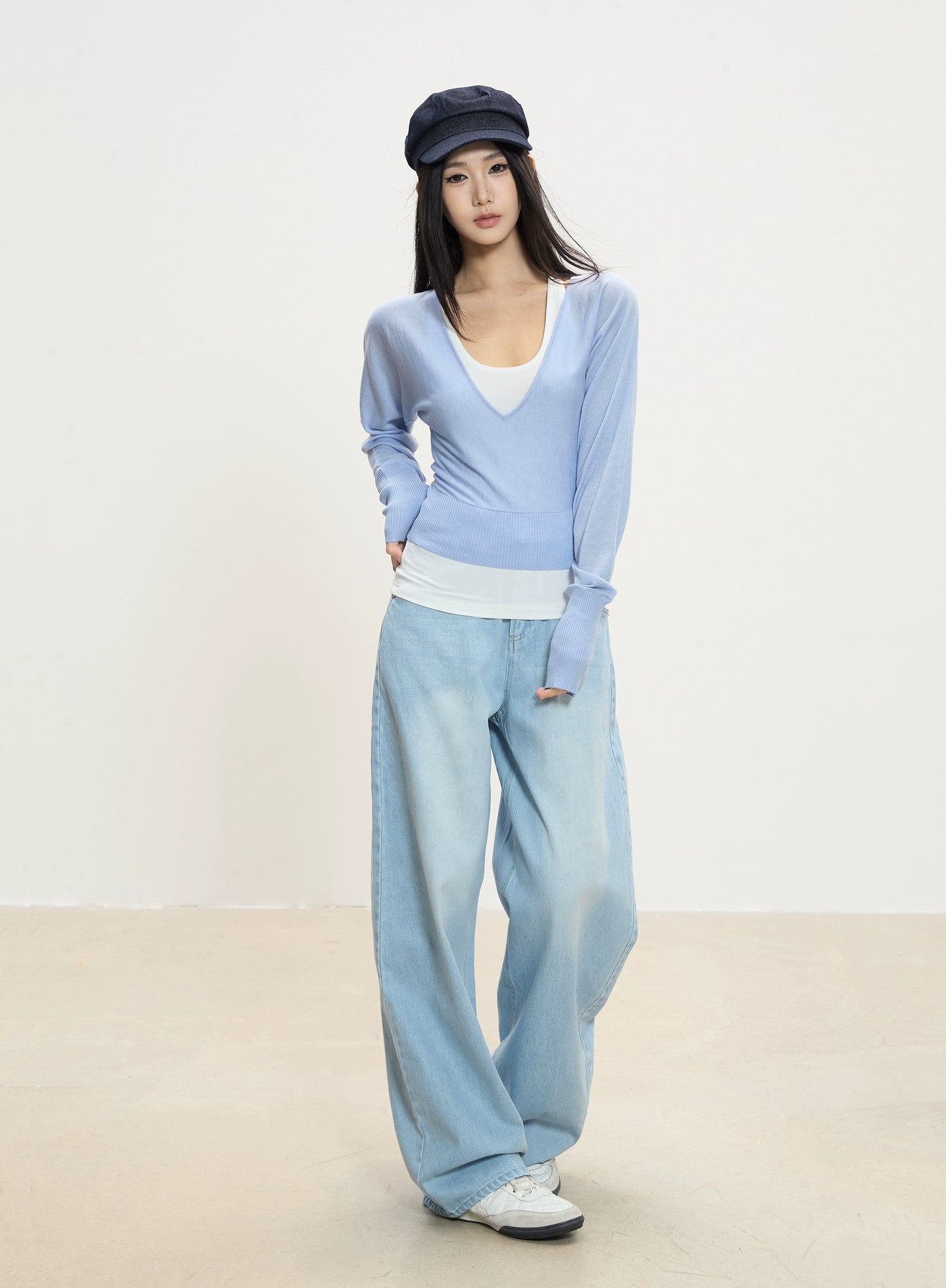 Luna Deep V-Neck Knit Top