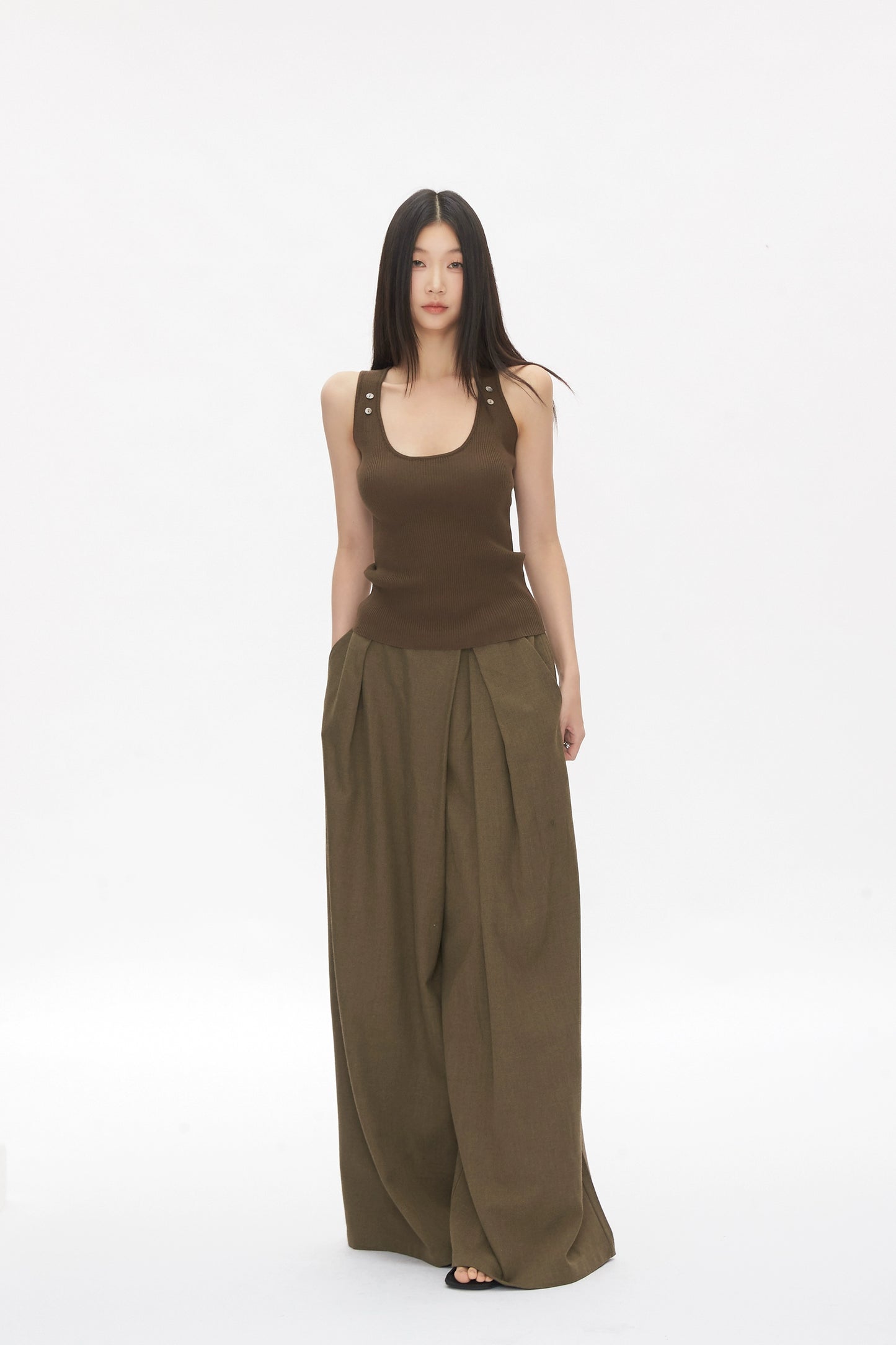 Kael Ribbed Button Tank