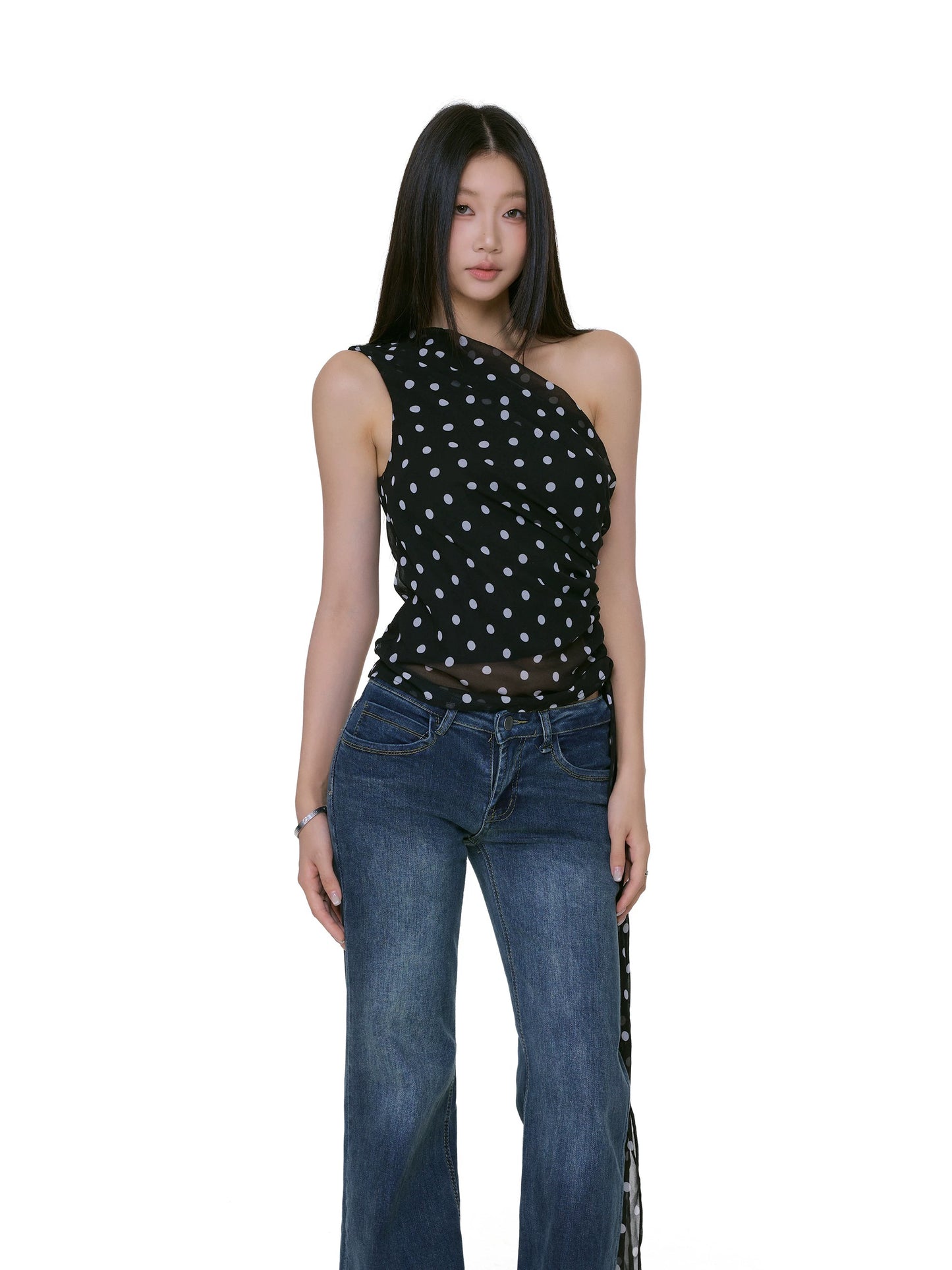 Niva One-Shoulder Ruched Top