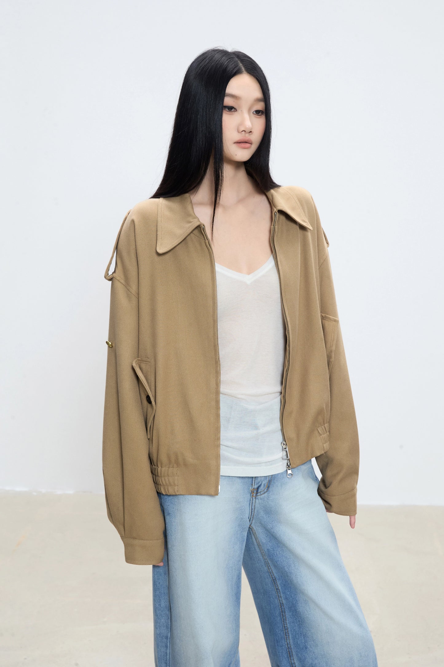Alessia Relaxed Collar Zip-Up Jacket