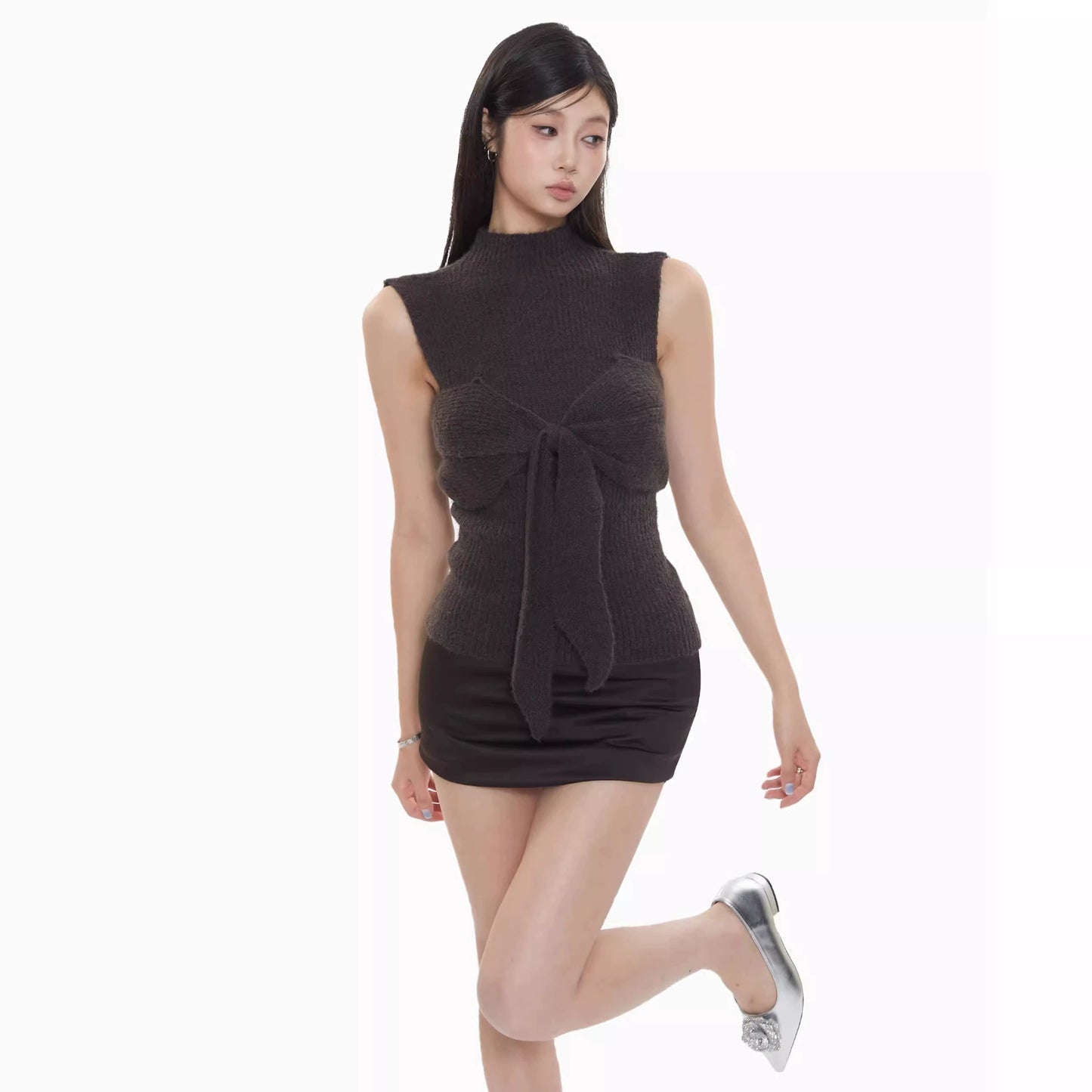 Cleo Knit Bow Detail Sleeveless Top