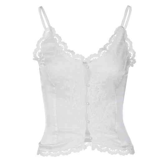 Lace Bloom Front-Tie Camisole