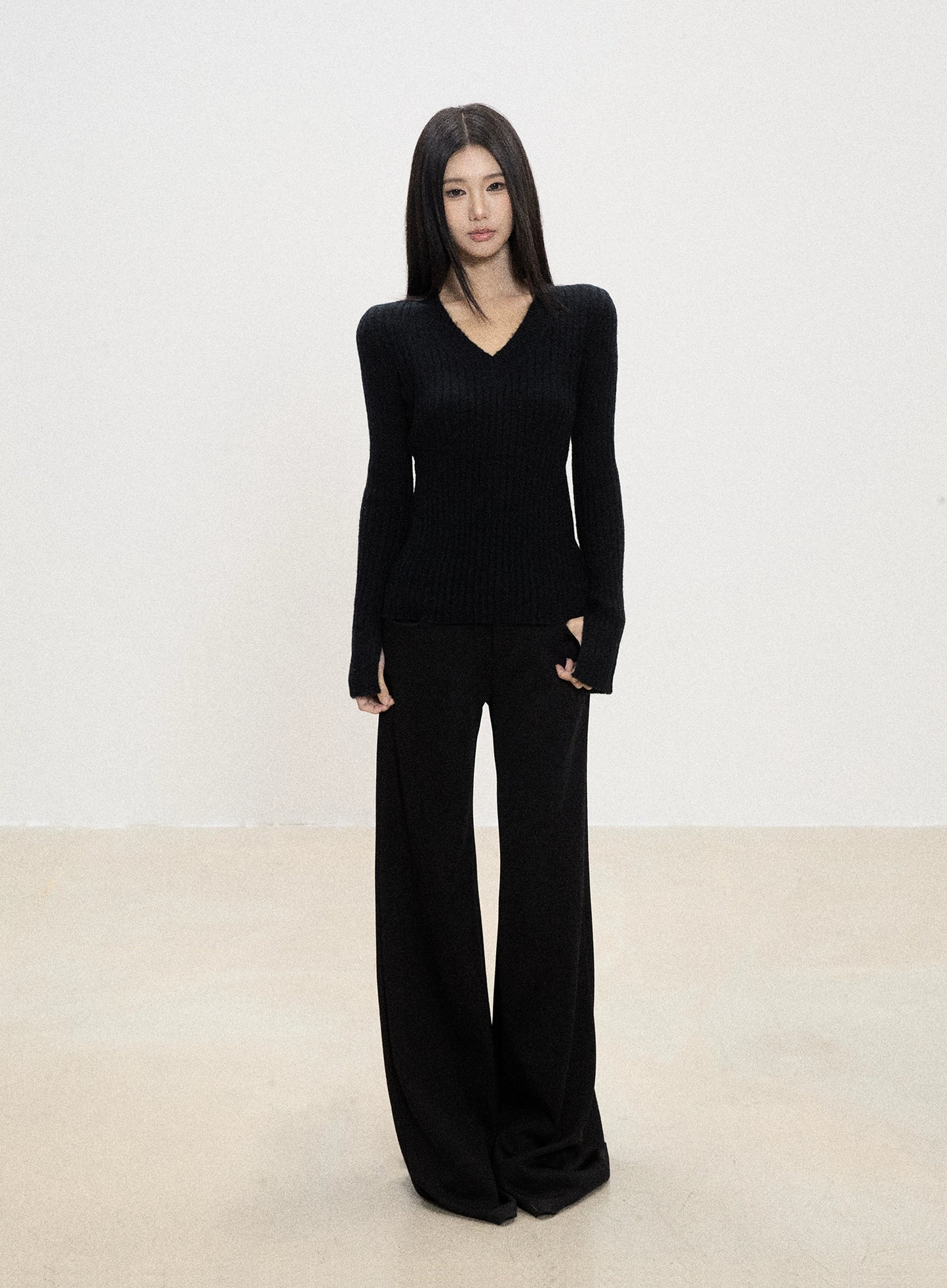 Aira Ribbed V-Neck Sweater