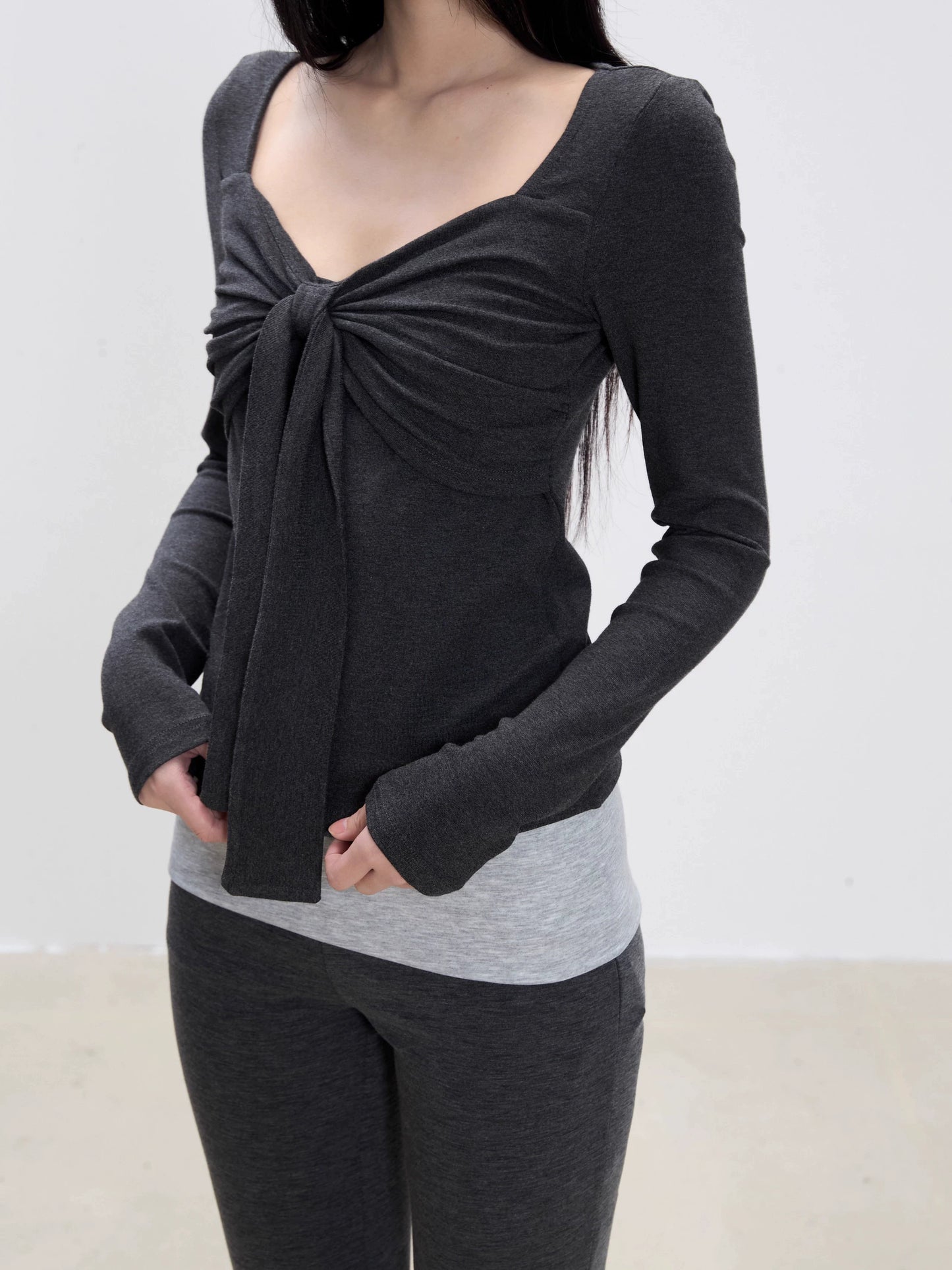 Aila Front Tie Knit Top