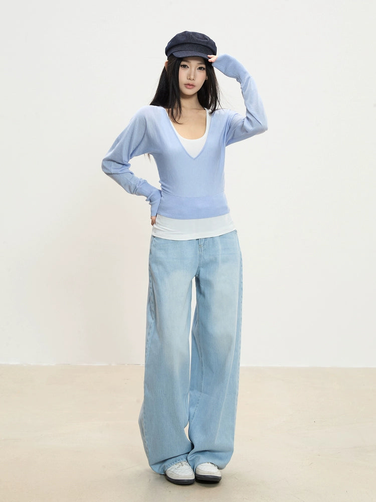Luna Deep V-Neck Knit Top