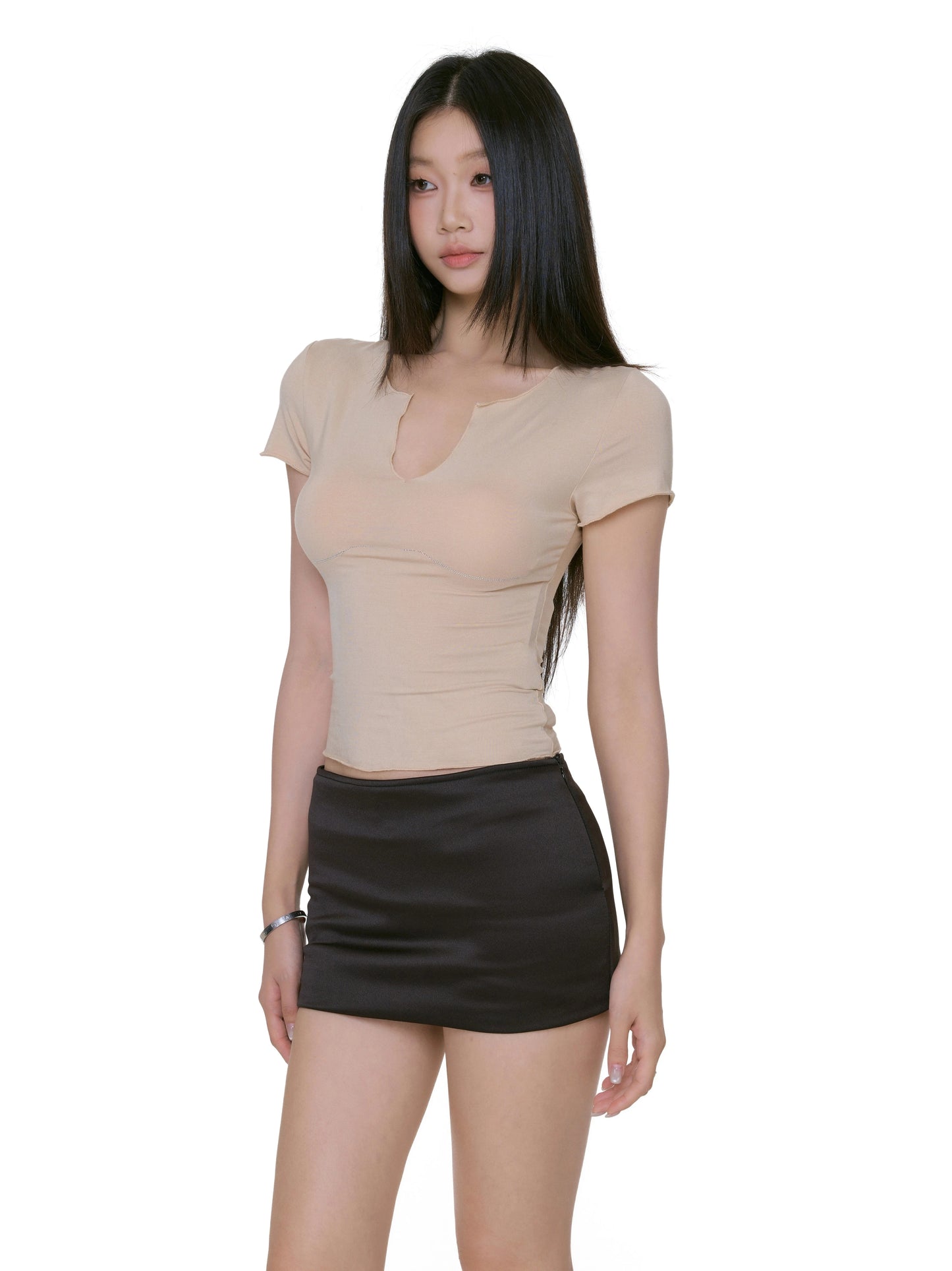 Nia Notch-Neck Fitted Tee