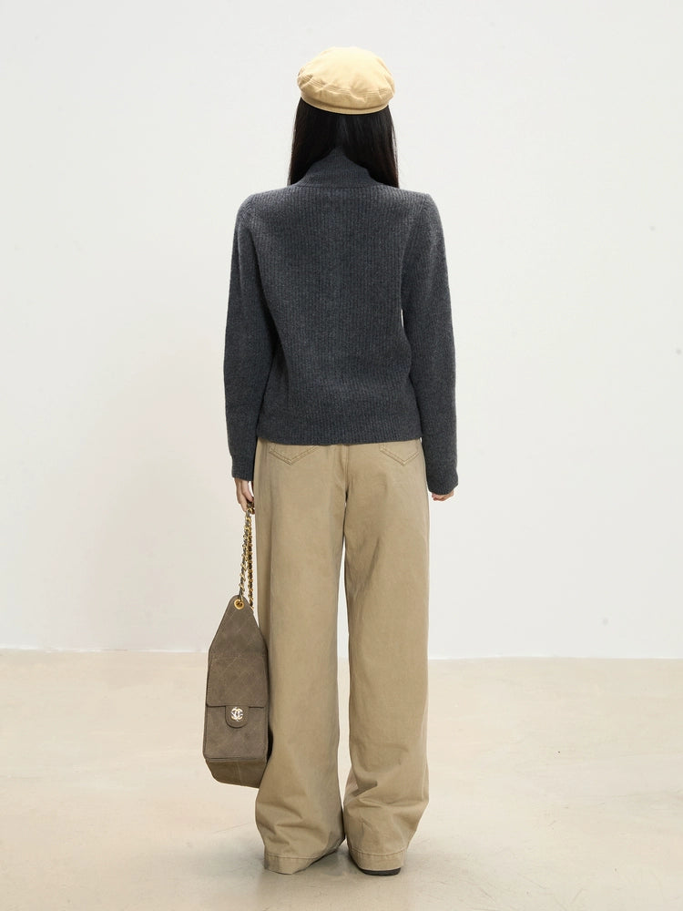 Rhea Button Detail Wide-Leg Pants