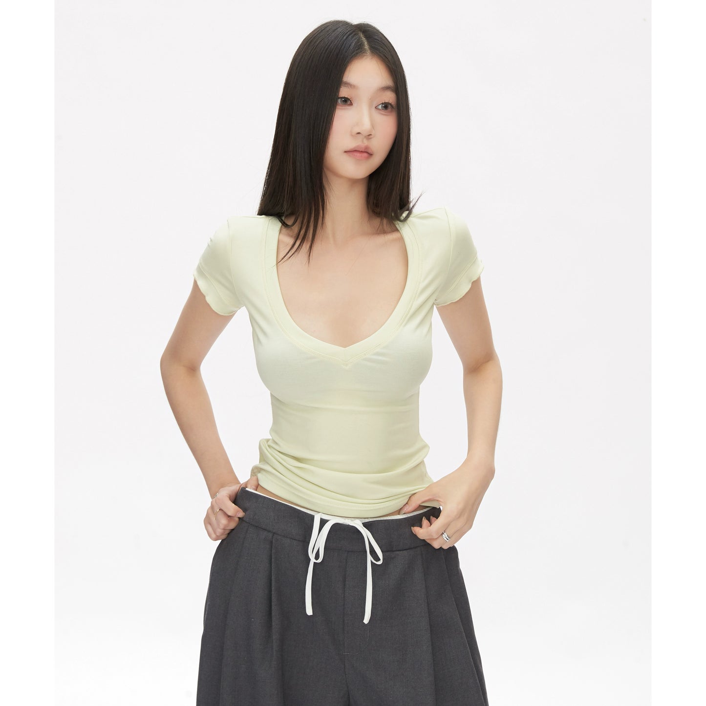Alina Deep Scoop Short Sleeve Top