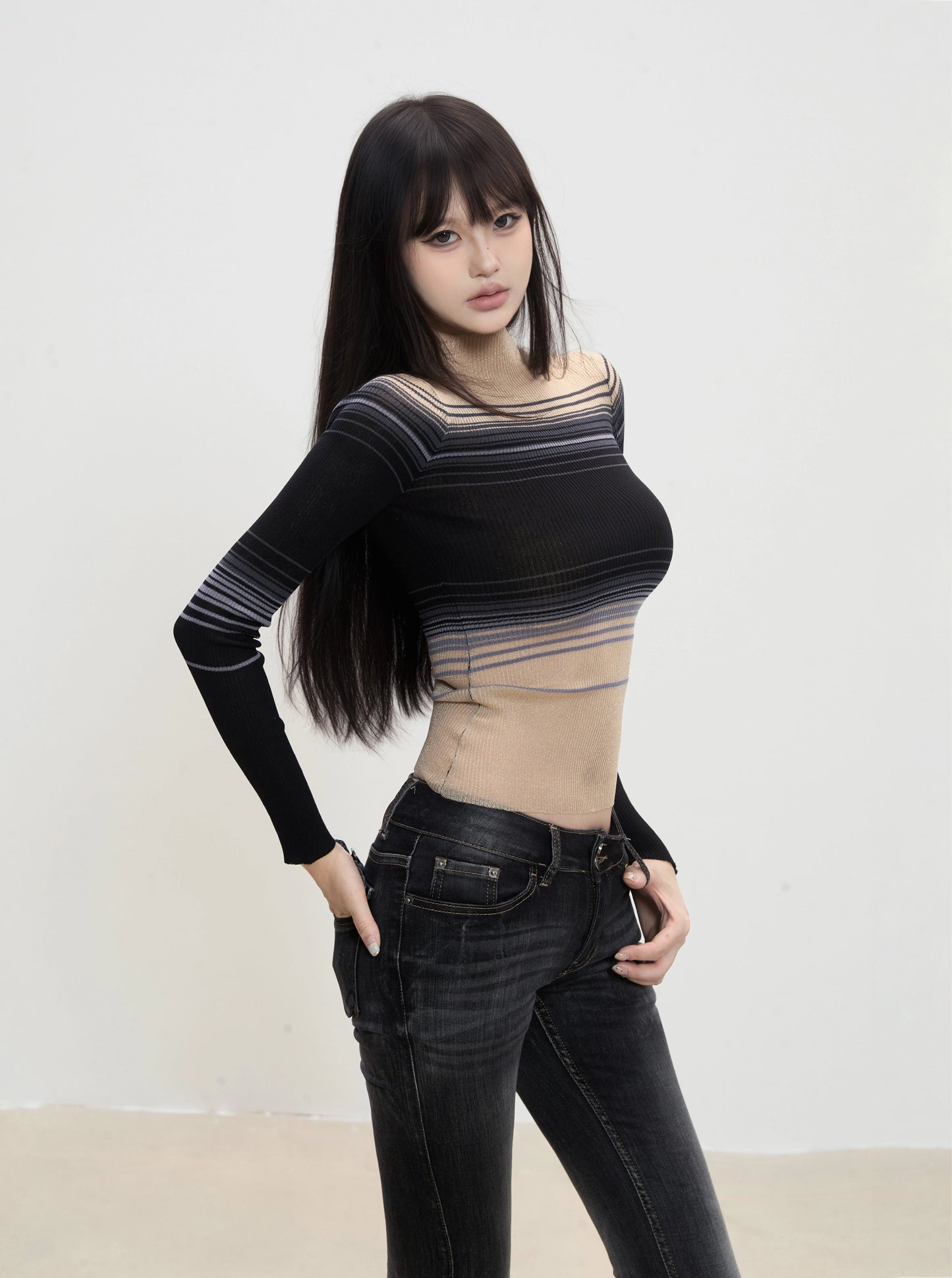 Aria Sheer Gradient Knit Top