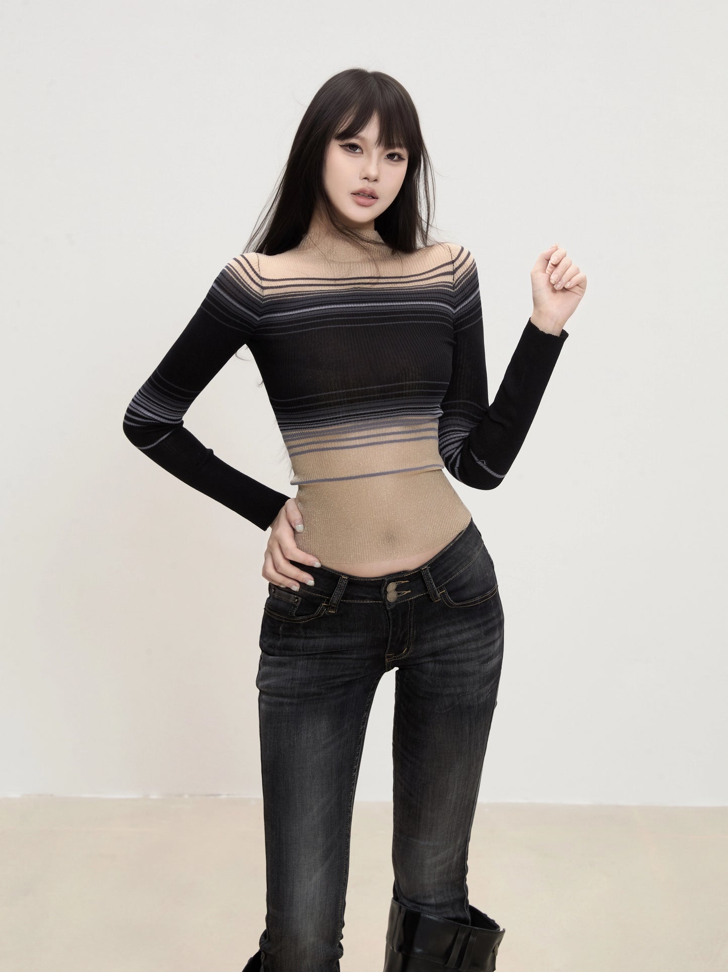 Aria Sheer Gradient Knit Top