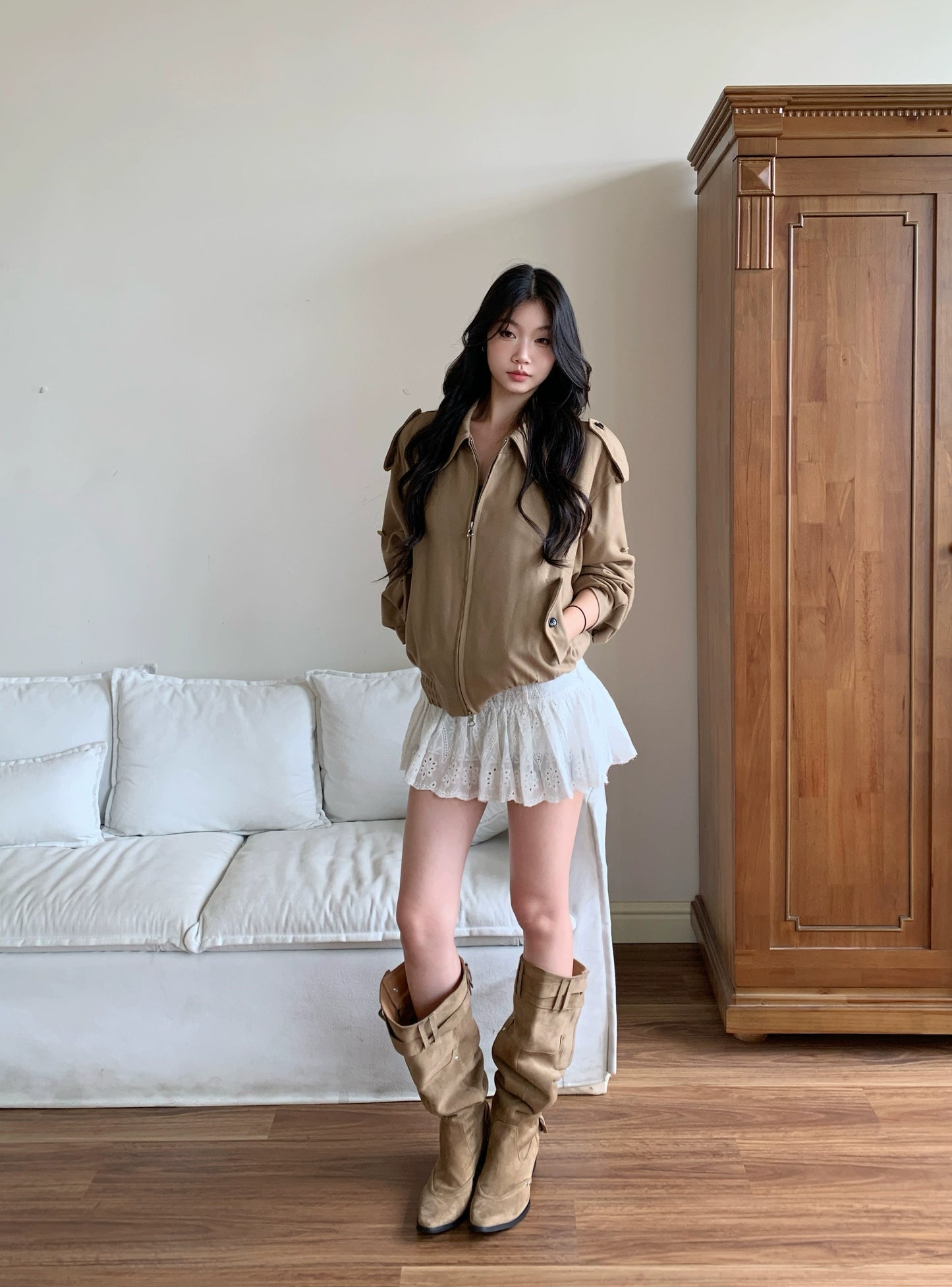 Alessia Relaxed Collar Zip-Up Jacket