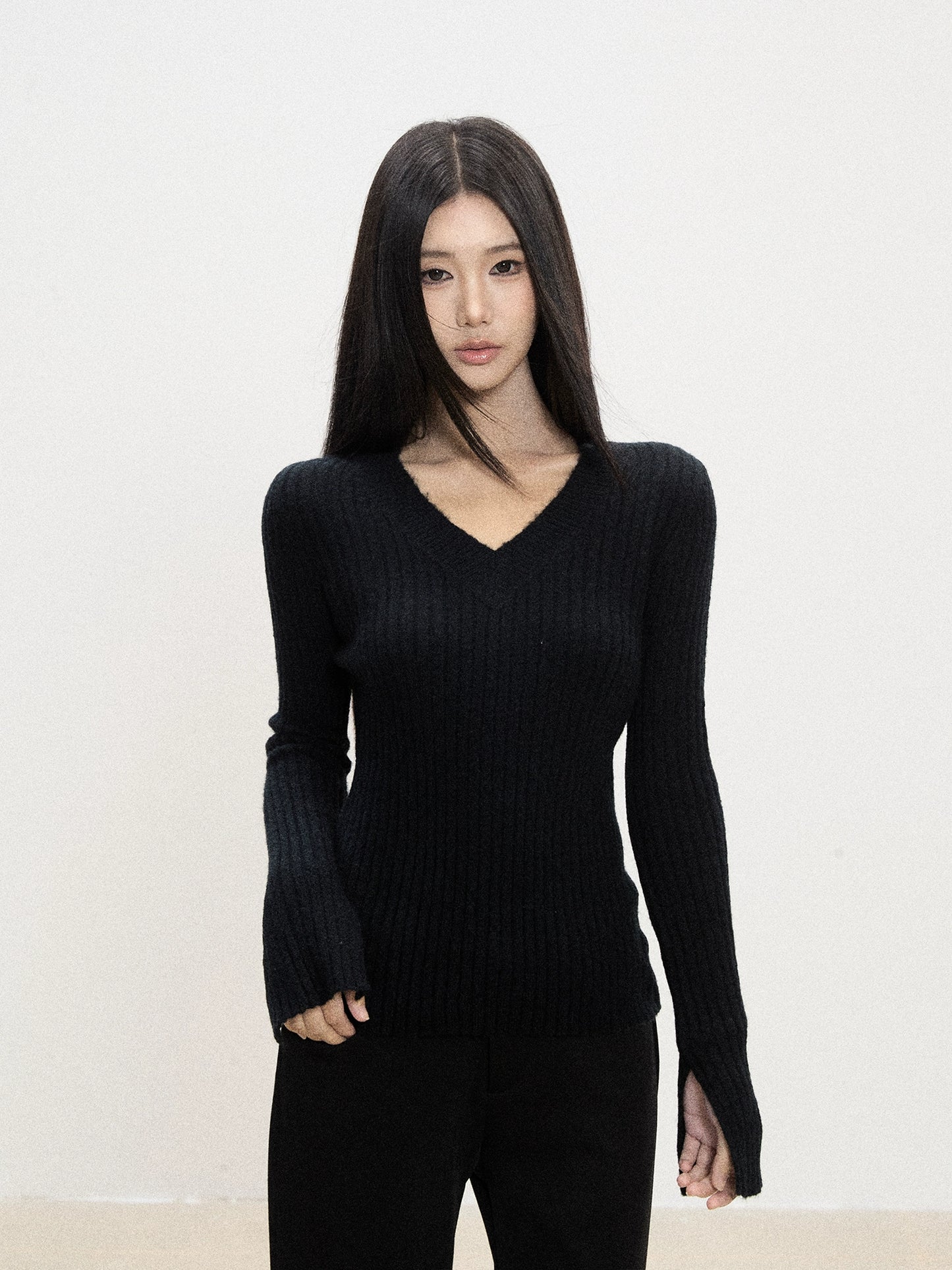 Aira Ribbed V-Neck Sweater
