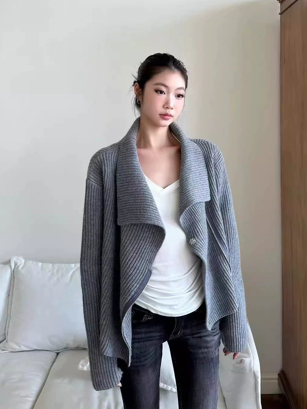 Arden Zip Front Knit Cardigan