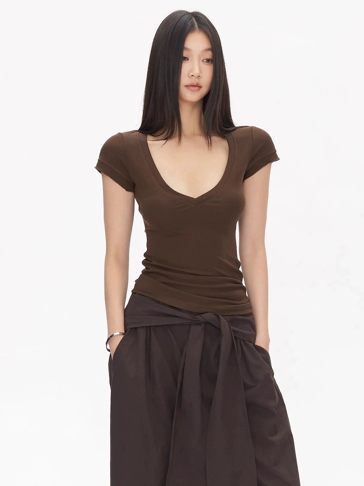 Alina Deep Scoop Short Sleeve Top