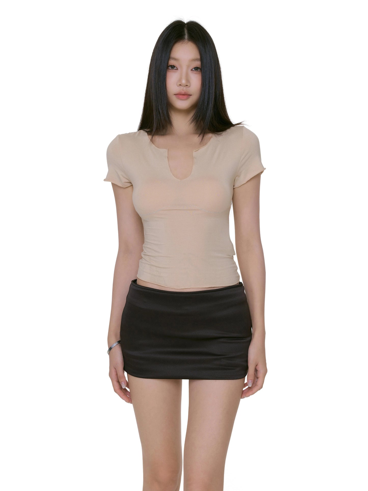 Nia Notch-Neck Fitted Tee