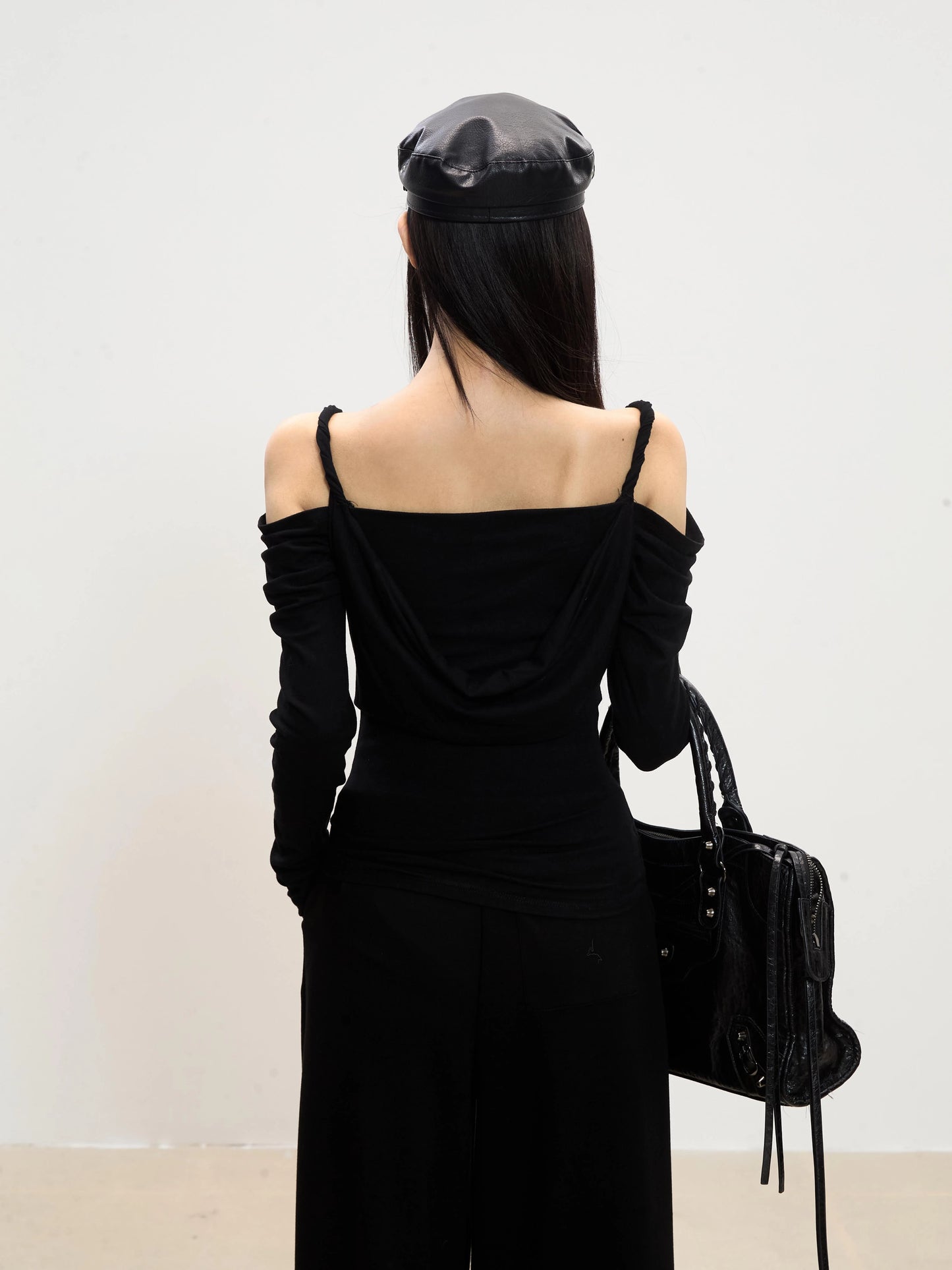Lena Draped Shoulder Long Sleeve Top